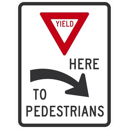 Lyle Yield Here To Pedestrians (Right Arrow), 18x24, High Intensity Prismatic, White G-10853-HI_18x24