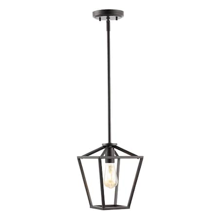 Jonathan Y Grace 7.88" 1-Light Industrial Farmhouse Iron LED Pendant, Oil Rubbed Bronze JYL7580A