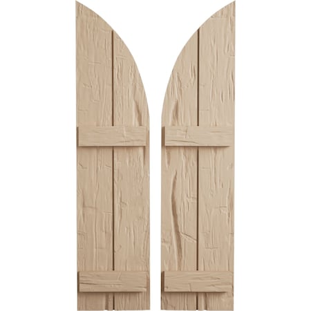 Ekena Millwork Hand Hewn 2 Board Joined Board-n-Batten w/Quarter Round Arch Top Faux Wood Shutters, 11W x 78H, PR SHUBJQ11X78HHPR