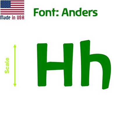 Aacc Self-Adhesive Vinyl Letter: H, Scale: 19 cm. Color: Green Font: Anders by, 4PK AACC-Anders-UH-Green-M19x4