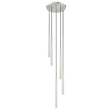 Z-Lite Forest 5 Light Chandelier, Brushed Nickel, 12 In W x 23.75 In H 919MP24-5R-BN-LED