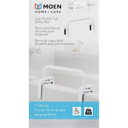Moen Home Care 7'' Low Grip Tub Safety Bar Glacier DN7010