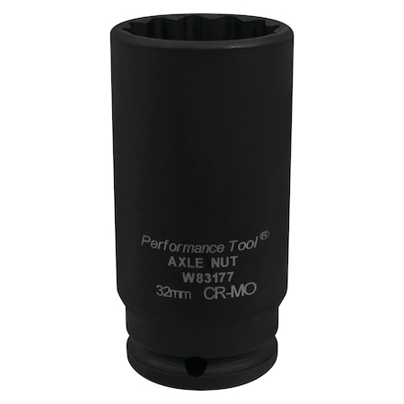 Performance Tool 32mm Axle Nut Socket, 12pt CrMo Impact Socket W83177