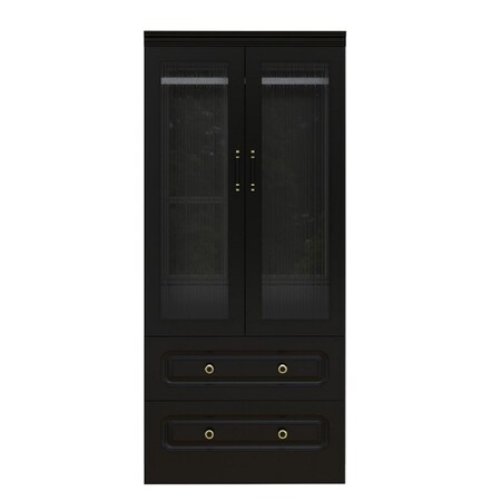 Homeroots 71" Black Wood Two Door Two Drawer Combo Dresser 617972