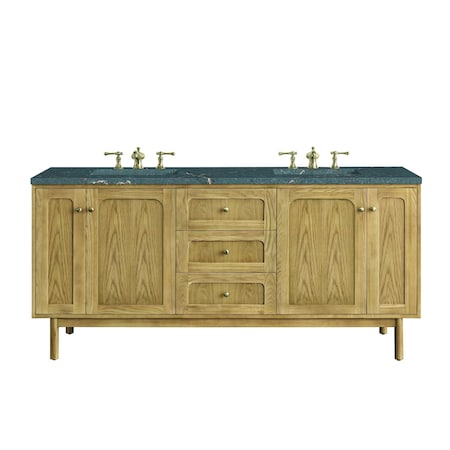 James Martin Vanities Laurent 72'' D Vanity, Light Natural Oak w/ Parisien Bleu Top w/FreePower Wireless Charger 545-V72-LNO-FPBL
