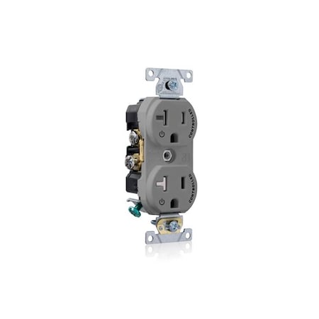 Leviton Duplex Receptacle Outlet, 20A, Gray, 125V TBR20-S2G