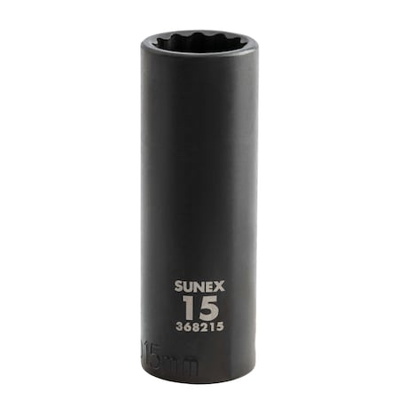 Sunex 3/8 in Drive 15Mm 12-Point Deep Impact Socket 368215