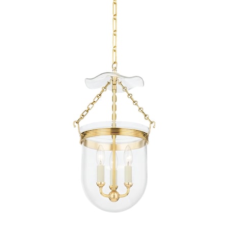 Hudson Valley Lighting Mark D. Sikes X Rousham 3 Light Lantern 12.75 In. Aged Brass MDS1601-AGB