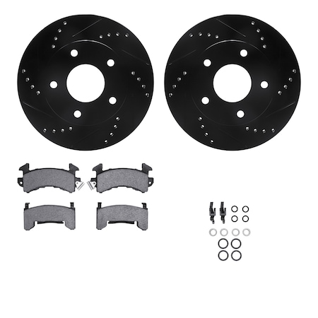 Dynamic Friction Co DFC Brake Rotor Drilled & Slotted - Black- w/Ultimate Duty Brake Pad & HW Kit 8412-48002