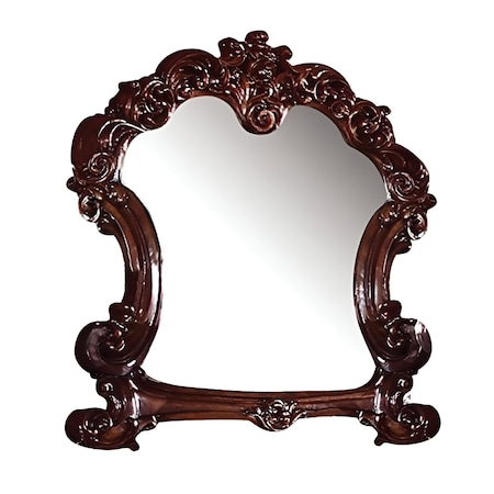 Homeroots 45" Brown Crowned Top Solid Wood Framed Mounted Dresser Mirror 374176