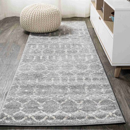 Jonathan Y Moroccan HYPE Boho Vintage Diamond Gray/Ivory 2 ft. x 14 ft. Runner Rug MOH101C-214