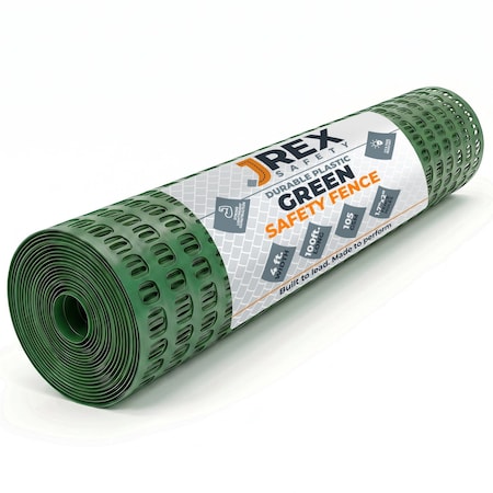 Jrex Safety JREX 4 ft x 100 ft Safety Barrier Fence, Green SF-JR-4100-GR