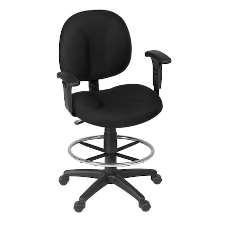 Regency Comfort Series Swivel Fabric Computer Task Chair with Adjustable Arms - Black 105-AA-DK-BK