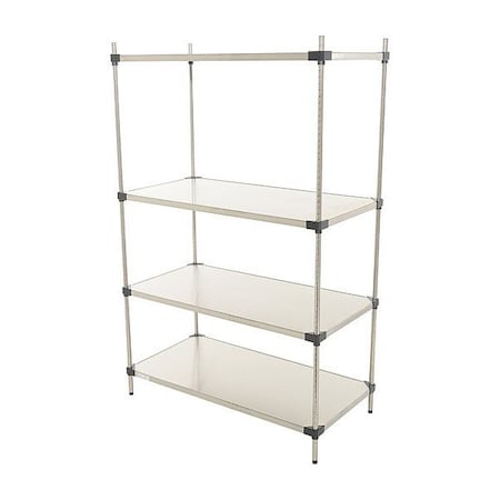 Vestil Metal Shelving Unit, 24"D x 48"W x 74"H, 4 Shelves, Stainless Steel SSS-2448