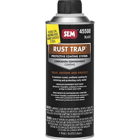 Sem Rust Trap Protective Coating System, 1 Pint Aerosol Can, Black, 500 sq-ft/gal Coverage 45508