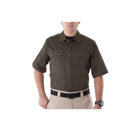 First Tactical Short Sleeve Shirt, 35% Cotton, 65% Polyester, Button, 2 Pocket(s), Olive Drab Green, S 112007