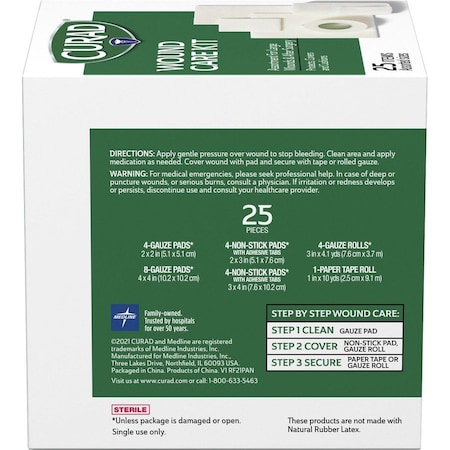 Curad Wound Care Kit, White, 25PK MIICUR1625V1