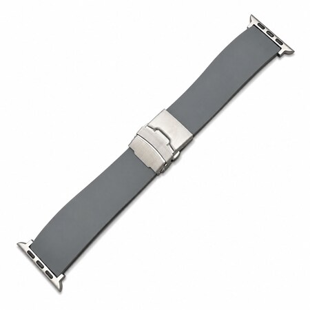 Elegani Rubber Band Compatible with Apple Watch 40mm, Gray, Silver, Black, Rose Gold, Yellow Gold Buckle SFRBQR-GRY-40