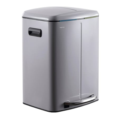 Happimess Marco Rectangular 10.6-Gallon Double Bucket Trash Can with Soft-Close Lid, Gloss Gray HPM1005I