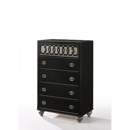 Homeroots 35" X 16" X 50" Nickel Brushed And Black Wood Chest 318753