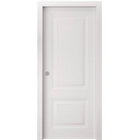 Sartodoors Sliding Pocket Door 32 x 80 inches, BASIC 9422 White, Kit Rail Hardware, Solid Wood Interior Bedr BASIC9422PD-SKIN-32