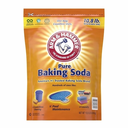 R3 0 Resealable Baking Soda, 12 lb Bag, Crystalline, White 1191