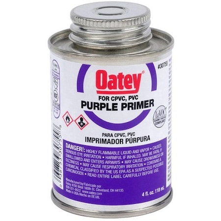 Oatey Primer, Liquid, Purple, 4 oz Can 307553