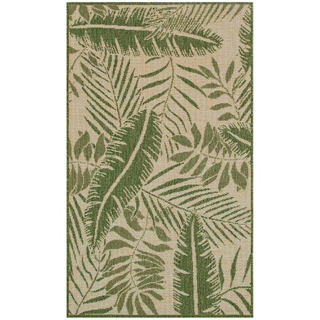 Homeroots 3' X 5' Green And Ivory Palm Leaf Indoor Outdoor Area Rug 554899