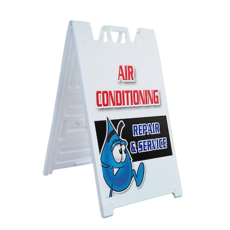 Signmission Air Conditioning Repair & Service, A-Frame & 2 Sign Inserts, Heavy-Duty Plastic Frame SBHD-C-2436-AirConditioningRepair&Servic
