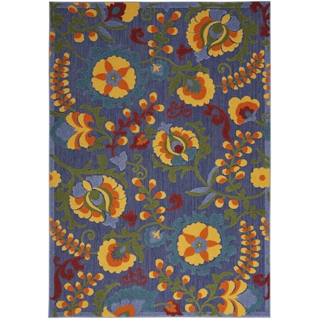 Homeroots 5' X 7' Blue Yellow And Green Indoor Outdoor Area Rug 527611