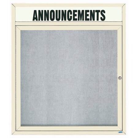 Aarco Outdoor Enclosed Bulletin Board w/ Al Frame Header, Powder Coated Ivory, 36''Hx30''W ODCC3630RHIV