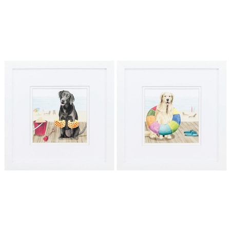 Homeroots 11" X 11" Matte White Frame Lets Go Boardwalk, Set Of 2, 2PK 365210