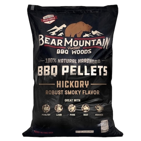 Bear Mountain BBQ Pellet, 20 in L, Hardwood, 20 lb Bag FK14