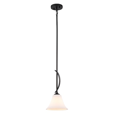 Vaxcel Willowbrook Mini Pendant Light, Matte Black, Frosted White Glass, 8-In. Wide P0461