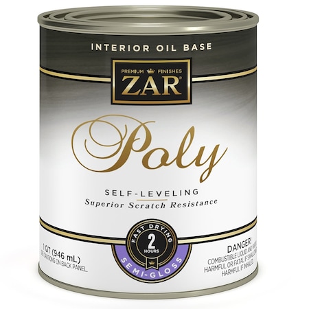 Zar Poly Sl Qt UGL Clear Zar, Poly SL Interior Oil-Based Polyurethane Finish, Semi-Gloss 33012