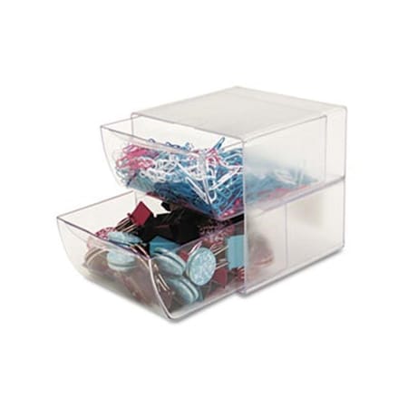 Deflecto 2 Drawer Cube Organizer Clear Plastic 6 x 6 x 7 7/25 350101