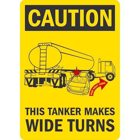 Lyle This Tanker Makes Wide Turns, 10x14, Non-Reflective, Yellow G-1165-NA_10x14