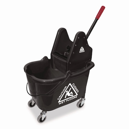 Nexstep Commercial Products Premier Downpress Mop Bucket and Wringer, 32 to 35 qt, Black 96998