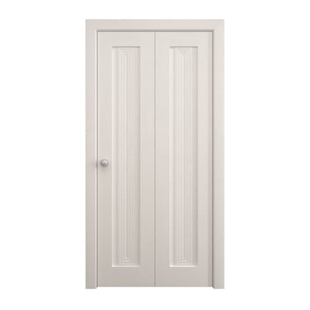 Sartodoors Sliding Closet Bi-fold Doors 48 x 96 inches, Ego 5006 Painted White Oak, Sturdy Tracks Moldings Tr EGO5006BF-PWO-48x96 (2* 24x96)