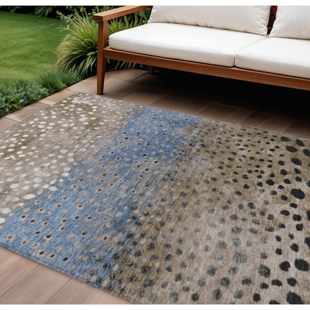 Homeroots 10' X 14' Khaki And Taupe Abstract Washable Indoor Outdoor Area Rug 609467