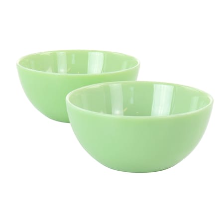 Martha Stewart 2 Piece 6 Inch Jadeite Glass Bowl Set in Jade Green 128937.01