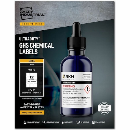 Avery Dennison Avery-Dennison 60506 UltraDuty GHS Chemical Labels; White - 2 x 2 in. 60506
