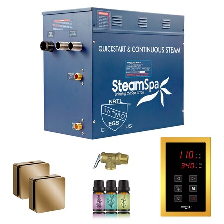 Steamspa Oasis Series 12KW Steam Bath Generator with Continuous Steam Plus Easy Touchpad in Gold OATS1200GD