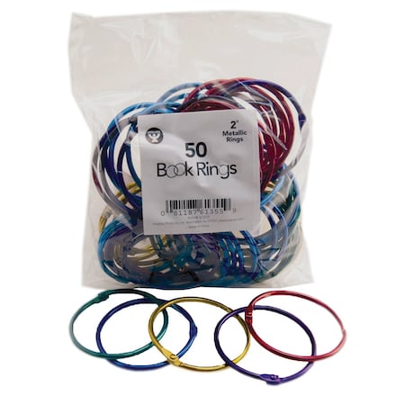 Hygloss Products Metallic Book Ring, 2" Diameter, 50PK HYG61355