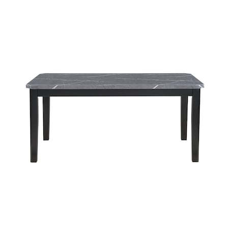 Homeroots 66" Dark Gray Faux Marble and Wood Dining Table 564897