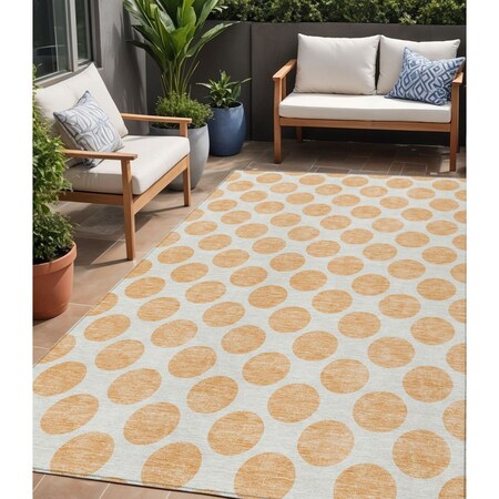 Homeroots 5' X 8' Peach And Ivory Polka Dot Washable Indoor Outdoor Area Rug 614930