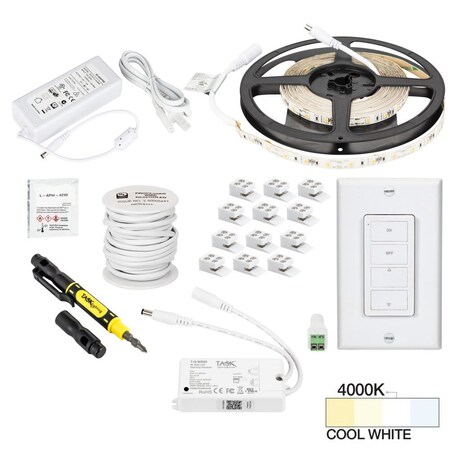 Task Lighting 16 Ft., 120 Lumens/Ft. 12V, Accent Output Uno Wireless Controller, Sgl-Wht, Cool Wht 4000K L-RK1Z1A-16-40
