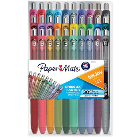 Paper Mate InkJoy Gel Pens, Assorted Colors, Medium Point (0.7mm), 30PK 2132015