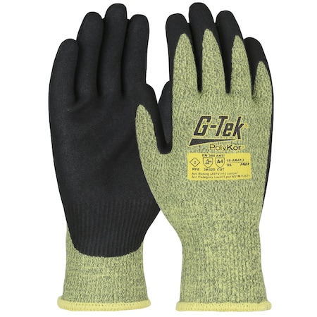 G-Tek AR Seamless Knit PolyKor/Aramid Blend Glove with Neoprene Foam Coated Grip on Palm & Fingers, 12PK 16-AR413/M