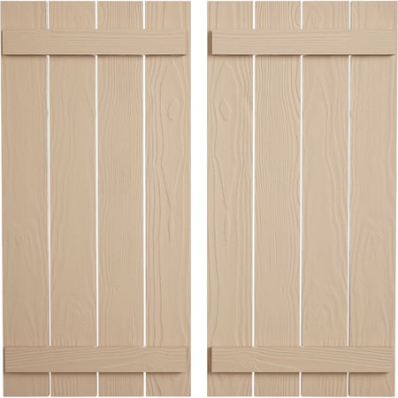 Ekena Millwork Rustic Four Board Spaced Board-n-Batten Sandblasted Faux Wood Shutters, 23 1/2W x 24H, PR SHUBSS23X24SDPR